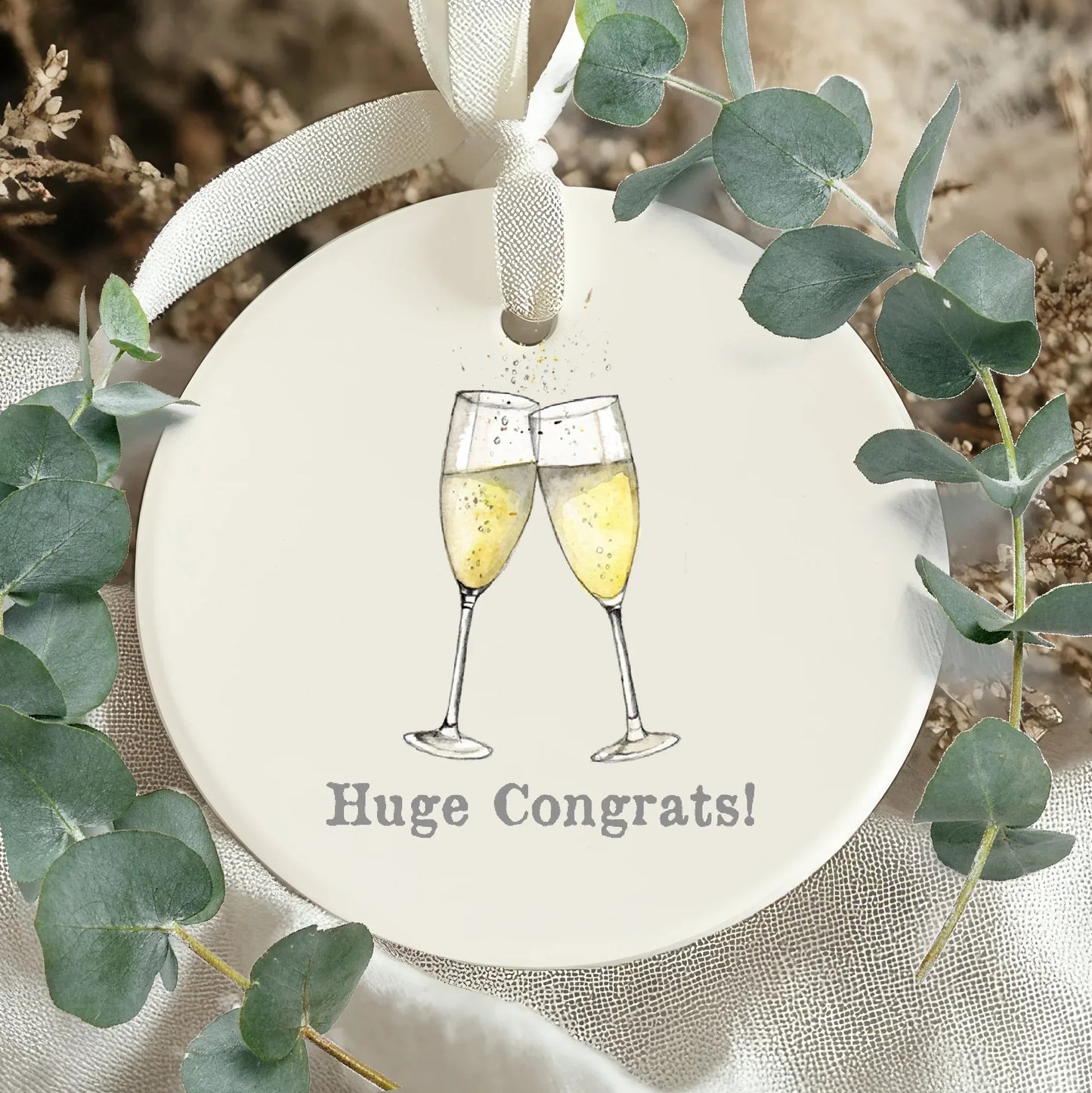 Hanging Ceramic Decoration - Bubbles - Home Décor - Champagne Gift - Congratulations Ornament
