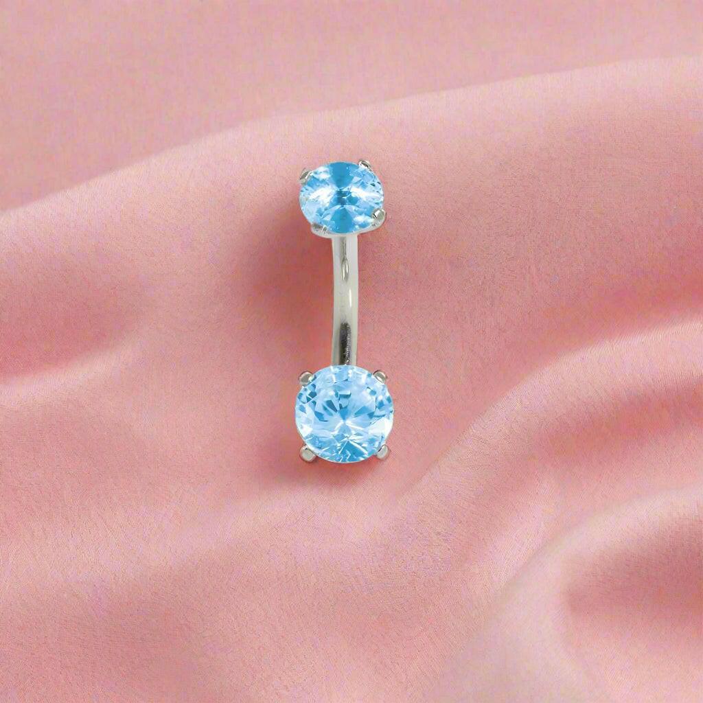Stainless Steel Aqua Belly Bar - Stylish Navel Jewelry for a Pop of Colour and Shine - Crumble and Core