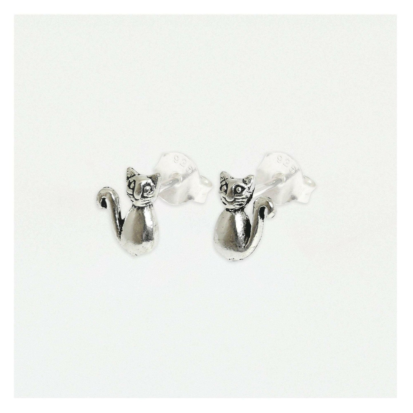 Cat Silver Stud Earrings - Elegant and Stylish Jewellery for Feline Lovers - Crumble and Core