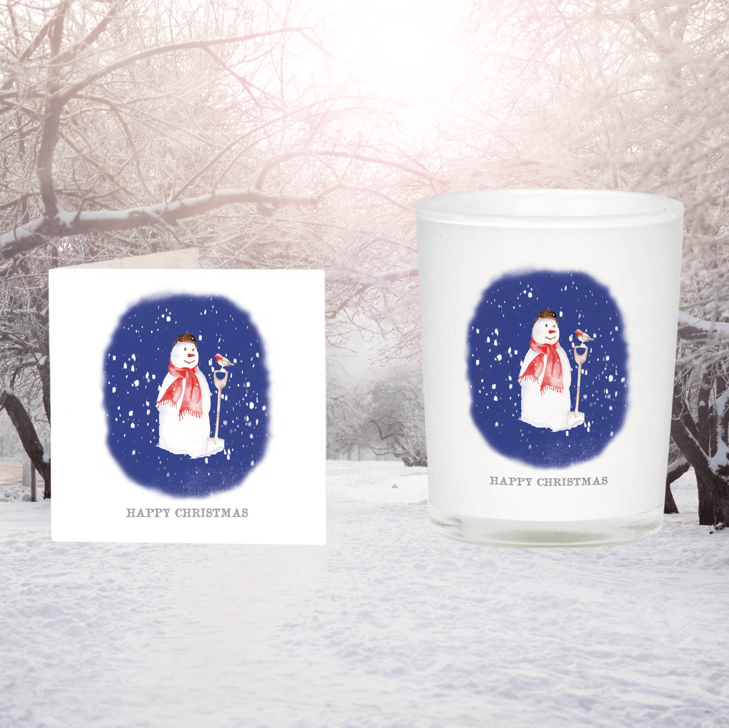 Snowman Candle Card Festive Holiday Gift Set for Loved Ones - Crumble and Core