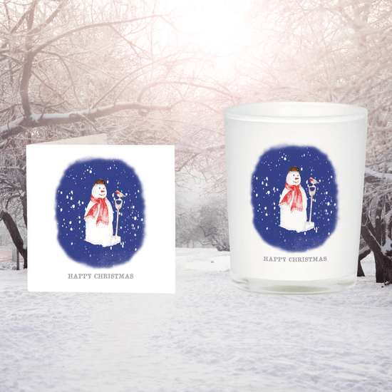 Snowman Candle Card Festive Holiday Gift Set for Loved Ones - Crumble and Core