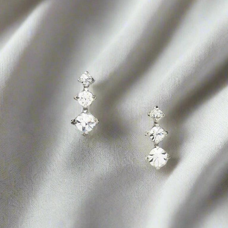 Crystal Silver Stud Earrings – Sparkling & Hypoallergenic Chic Earrings - Crumble and Core