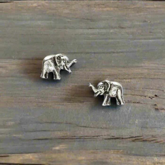 Silver Elephant Earring Stud - Animal-inspired Jewellery - Crumble and Core