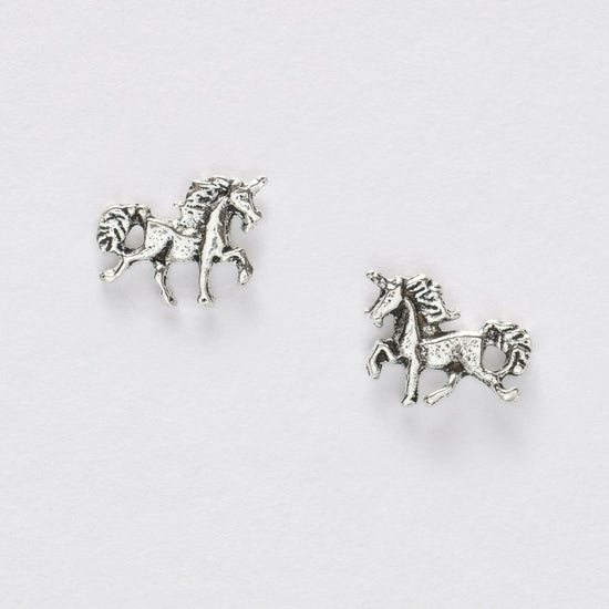 Unicorn Silver Stud Earrings - Magical Jewellery for All Ages - Crumble and Core