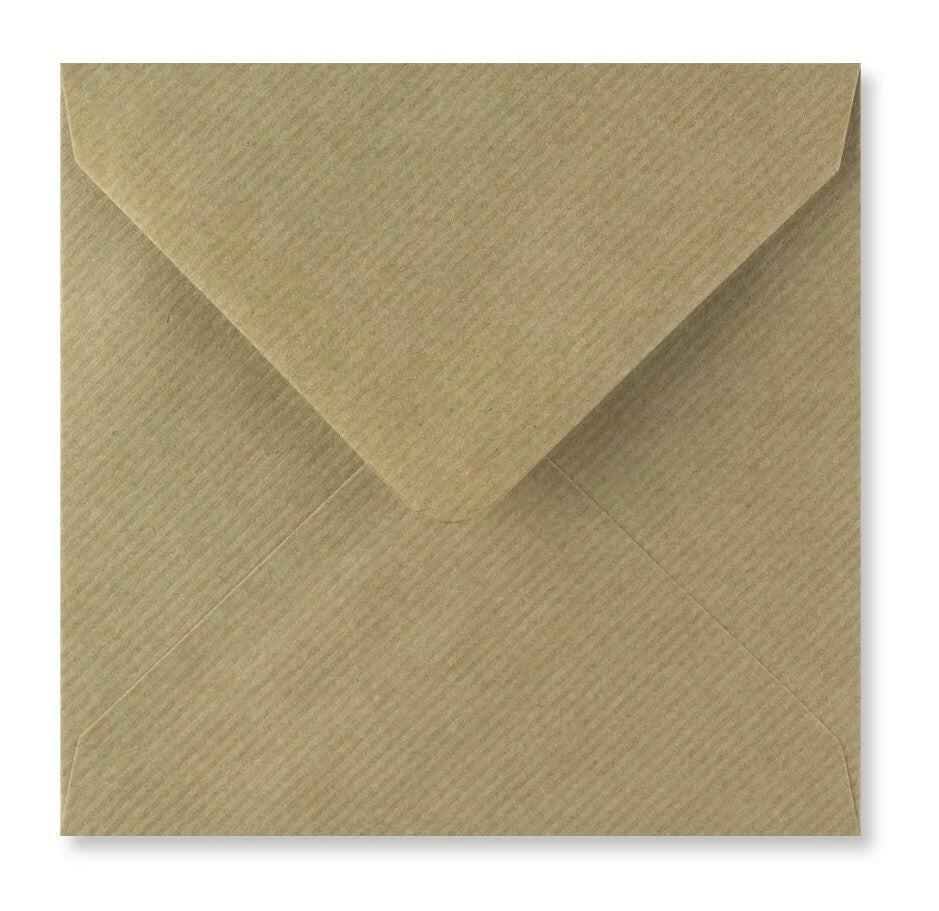 Brown kraft paper square envelope with textured finish, ideal for greeting cards and gifts