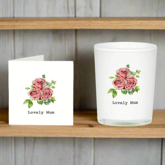 Handmade Mothers Rose Candle and Card Set - Perfect for Gifting with Love - Crumble and Core