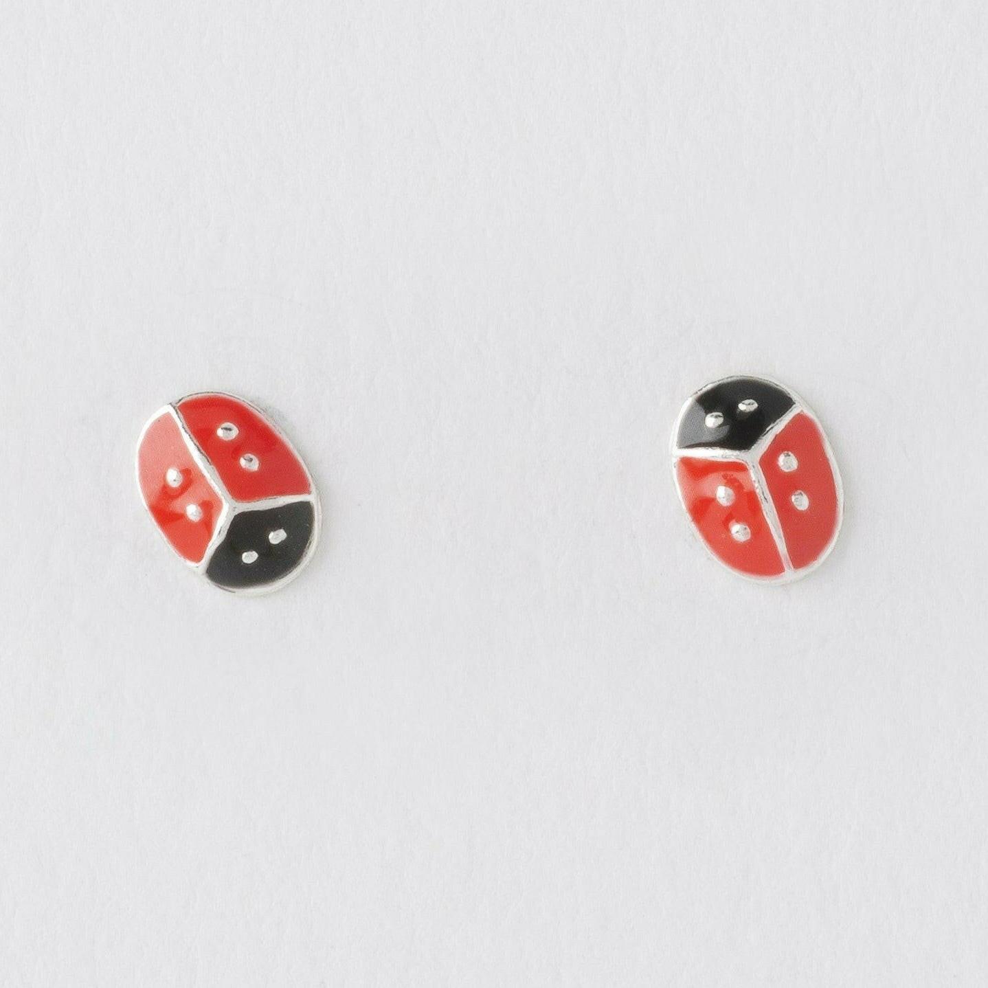 Ladybird Silver Stud Earrings - Elegant and Stylish Jewellery - Crumble and Core