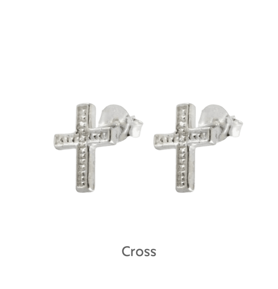 Sterling Silver Stud Earrings with Elegant Prayer Card Gift Box - Crumble and Core