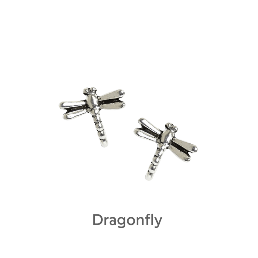 Dragonfly Sterling Silver Stud Earrings - Boxed Gift Card Included - Crumble and Core