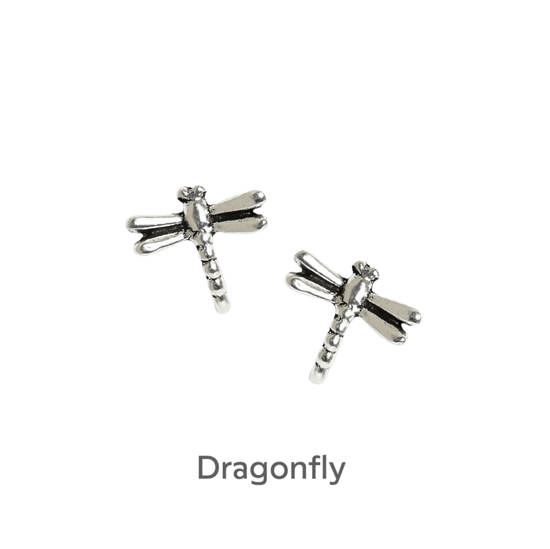 Dragonfly Sterling Silver Stud Earrings - Boxed Gift Card Included - Crumble and Core