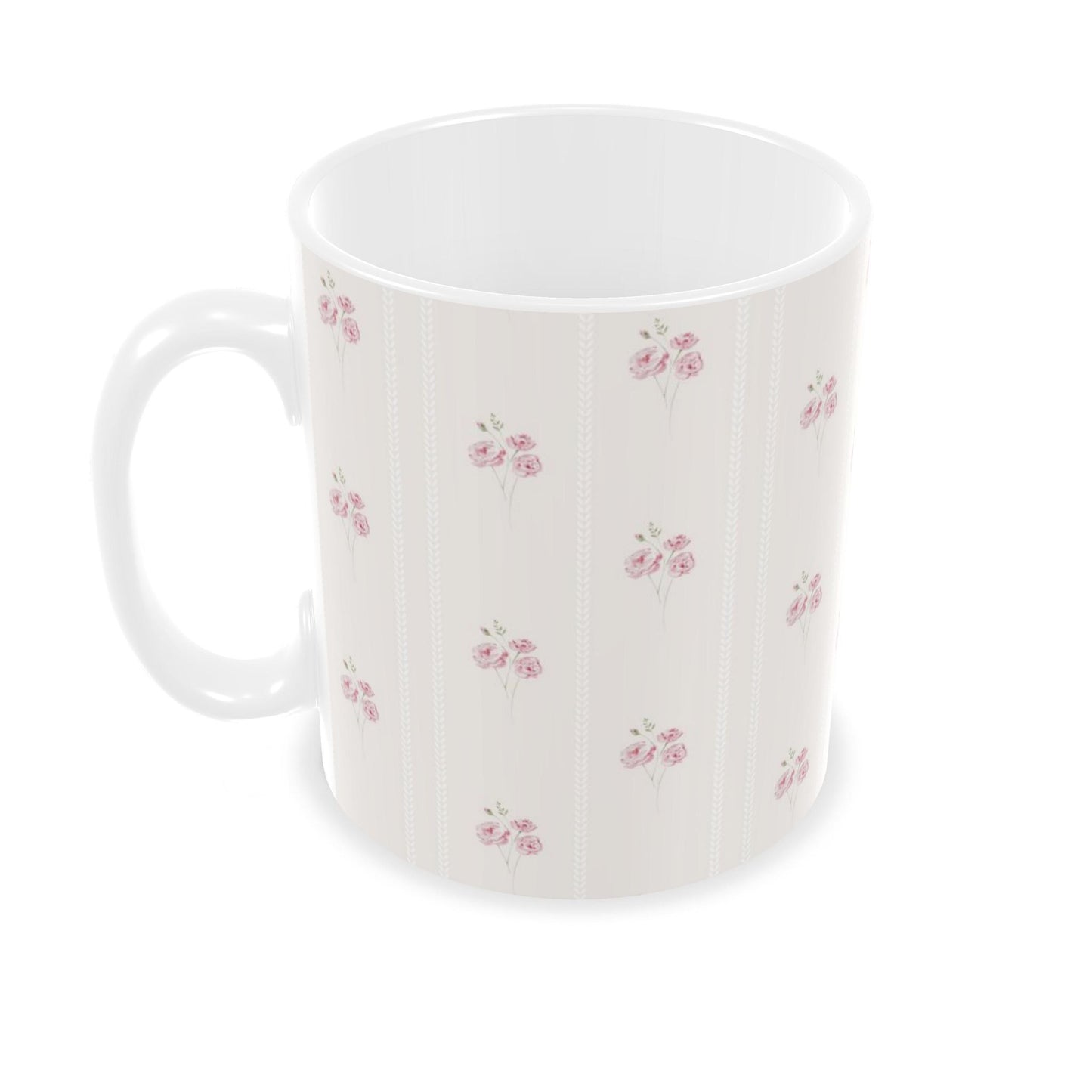 Floral Mug - Rose Ticking Stripe