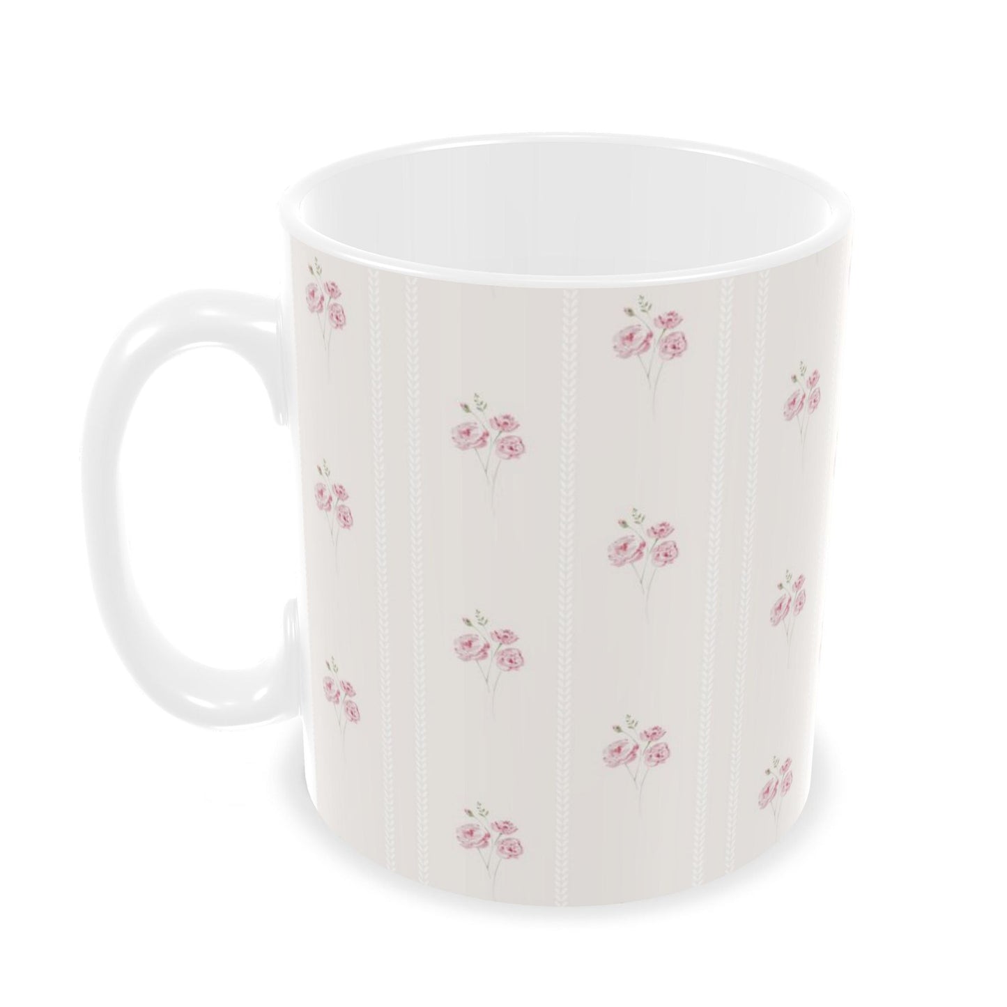 Floral Mug - Rose Ticking Stripe