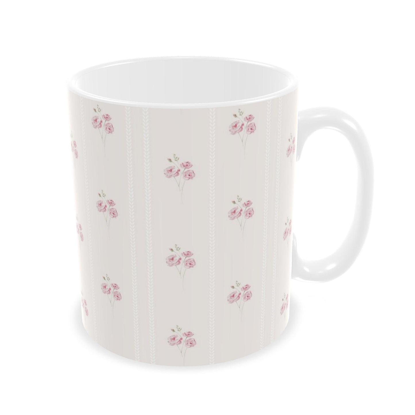 Floral Mug - Rose Ticking Stripe