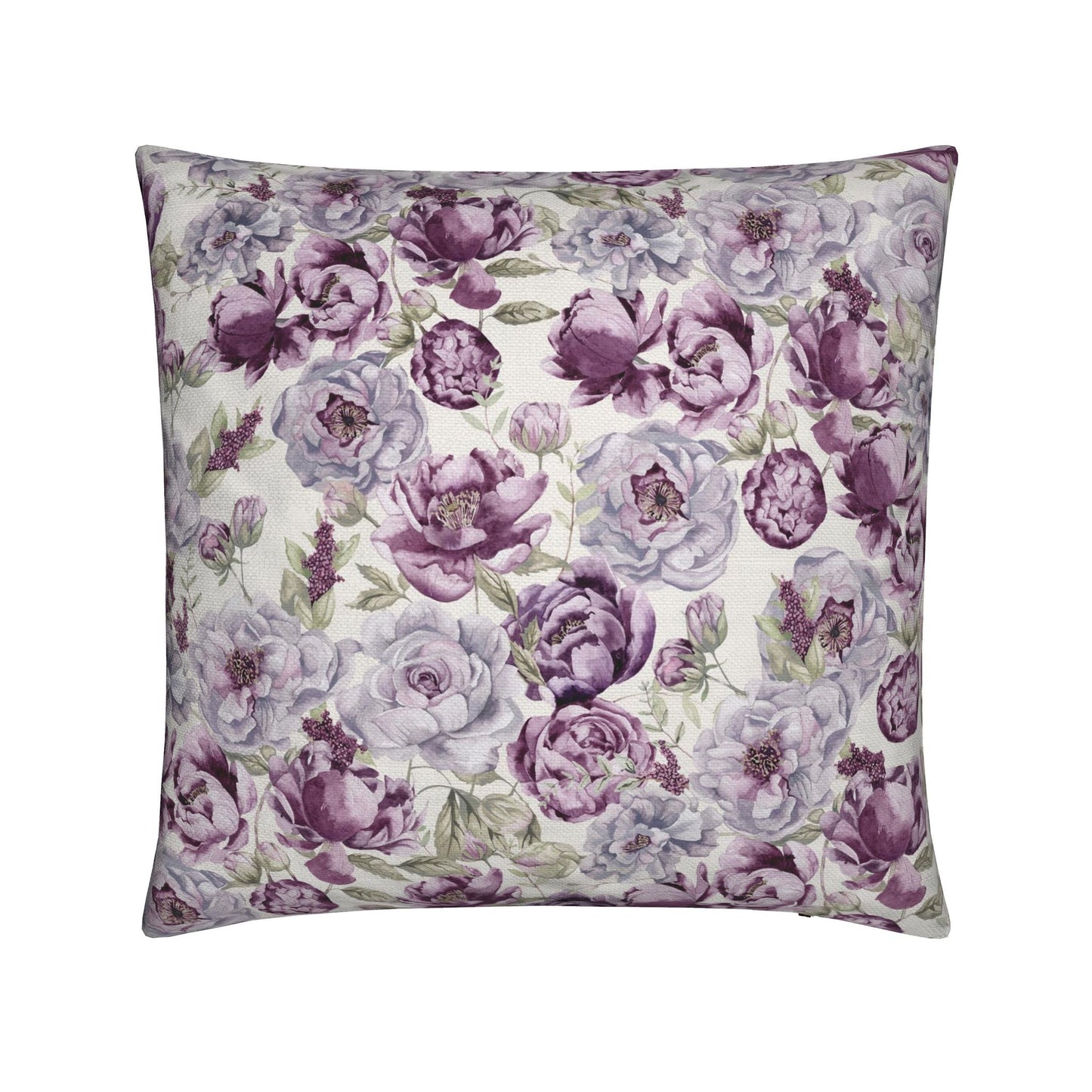 Cushion Cover - Peonies in Plum & Sage Green Stripe - Dual Designer Cushions