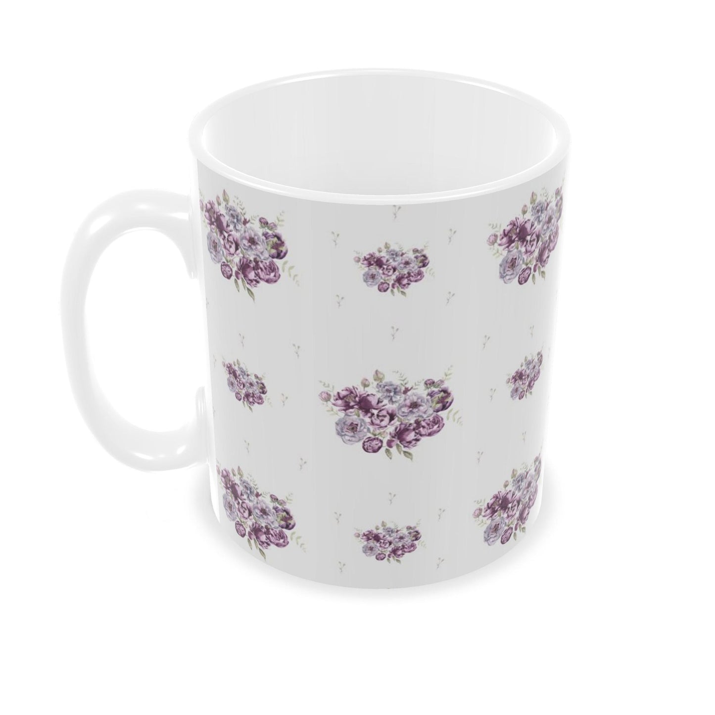 Ceramic Mug - Peonies on Lilac Grey