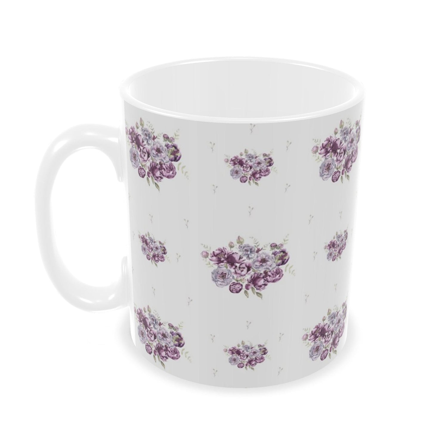 Ceramic Mug - Peonies on Lilac Grey