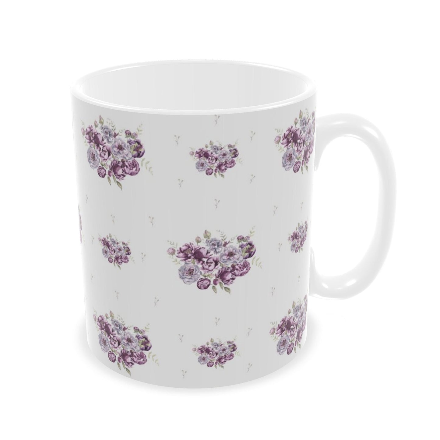 Ceramic Mug - Peonies on Lilac Grey