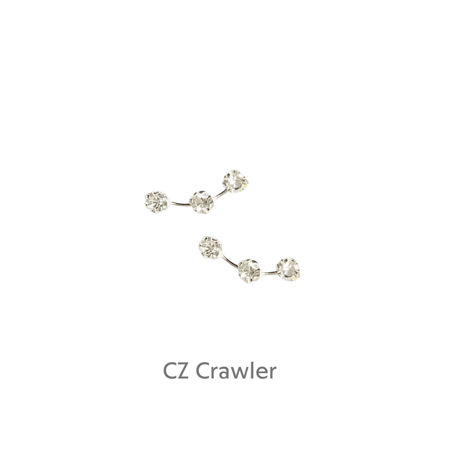 Sterling Silver Crystal Crawler Stud Earrings - Elegant Gift Boxed Makeup Card for Her - Crumble and Core