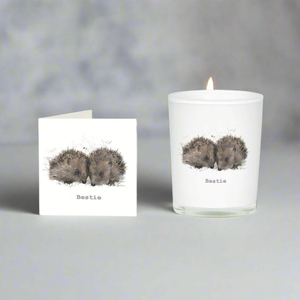 Hedgehog Bestie Box Candle and Card Gift Set - Crumble and Core