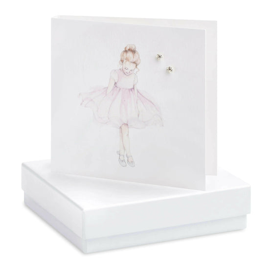 Sterling Silver Crystal Stud Earrings on Ballerina Card - Elegant Gift Boxed for Any Occasion - Crumble and Core