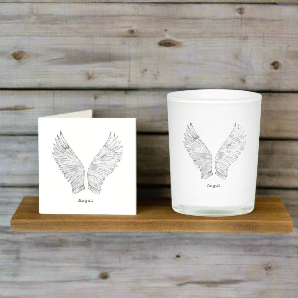 Angel Wings Candle Card Gift Set - Boxed Thank you Aromatic Gift - Crumble and Core