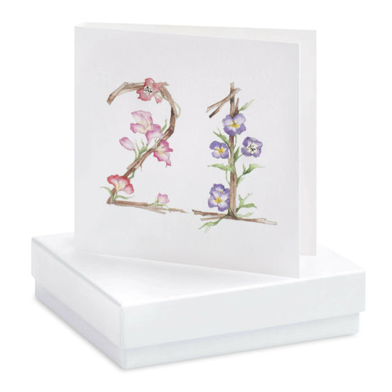 Sterling Silver Floral Stud Earrings Card - Elegant 21st Birthday Gift Idea - Crumble and Core