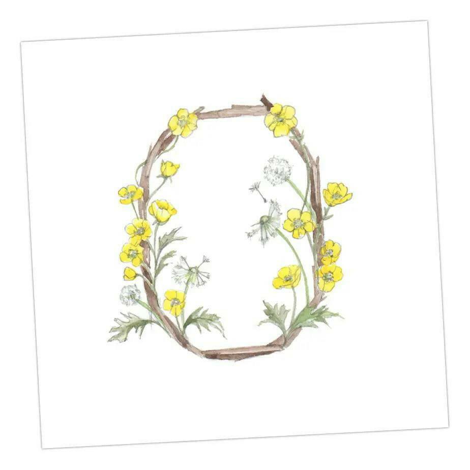 Floral Letter Alphabet Design Card O Letter Card - Handcrafted Alphabet Design for Invitations and Gifts - Perfect Card for Names beginning with O - All Occasions - Crumble and Core