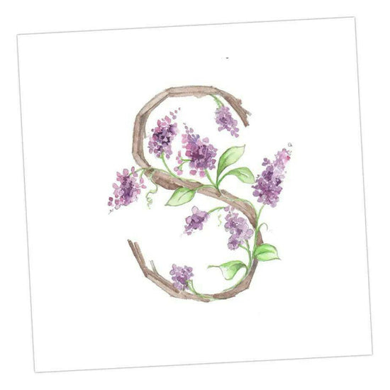Floral Alphabet Design S Letter Card - Personalized and Handcrafted - Crumble and Core