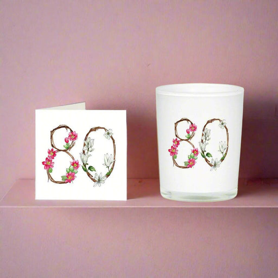 80th Birthday Candle Card Box Set - Perfect for Gifting - Crumble and Core