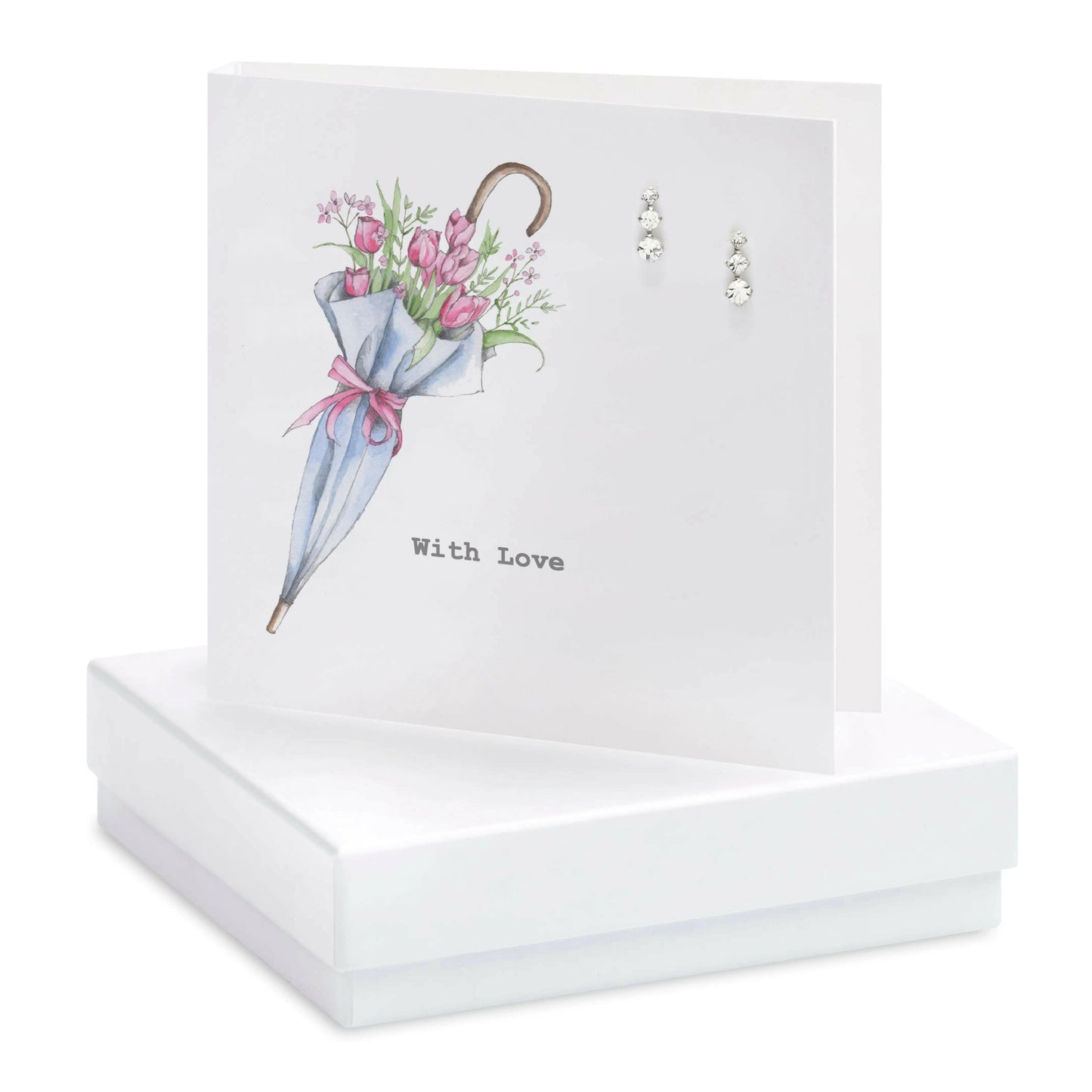 Sterling Silver Drop Stud Earrings Gift Set on Floral Card with Box - Crumble and Core
