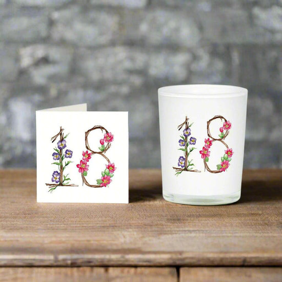 Handcrafted 18th Birthday Candle Gift Set with Card - Boxed - Crumble and Core