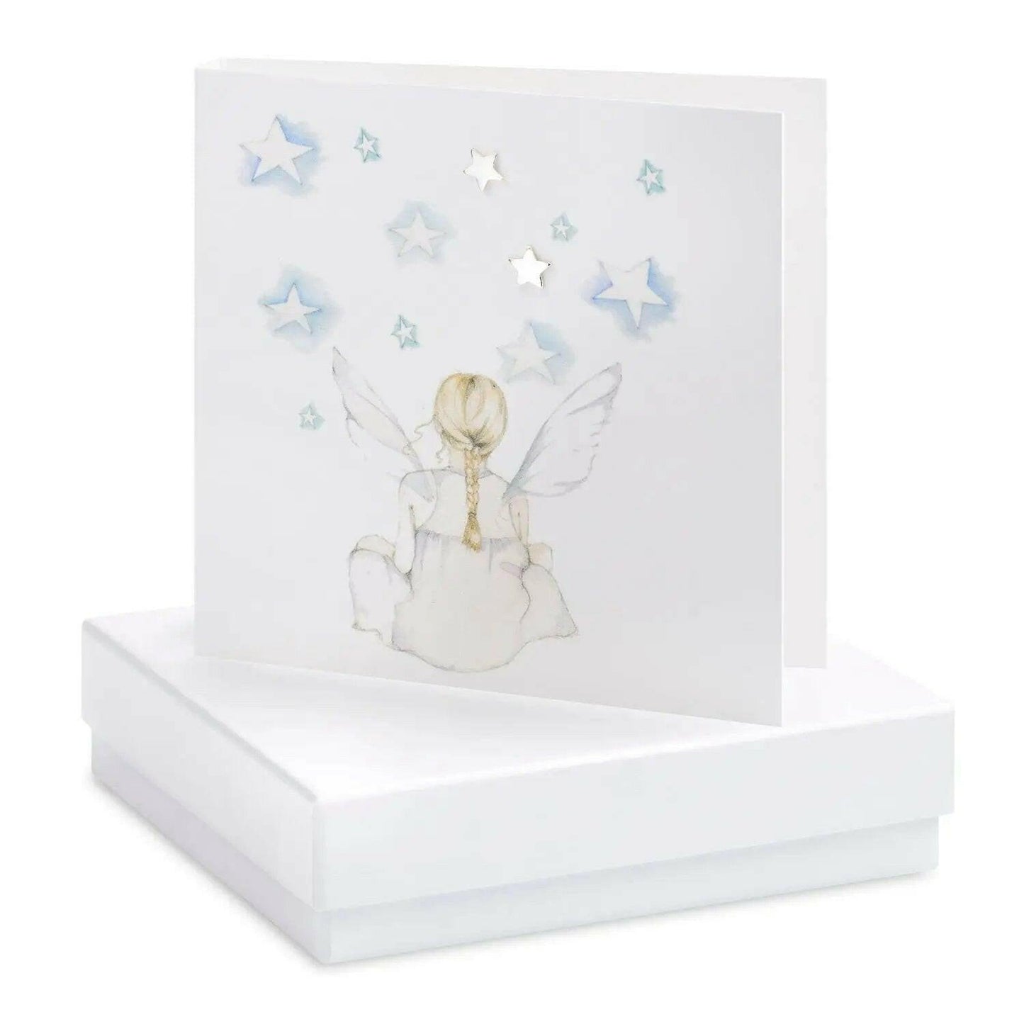 Sterling Silver Star Stud Earrings on Fairy Card - Charming Gift for Any Occasion Boxed for Her - Crumble and Core