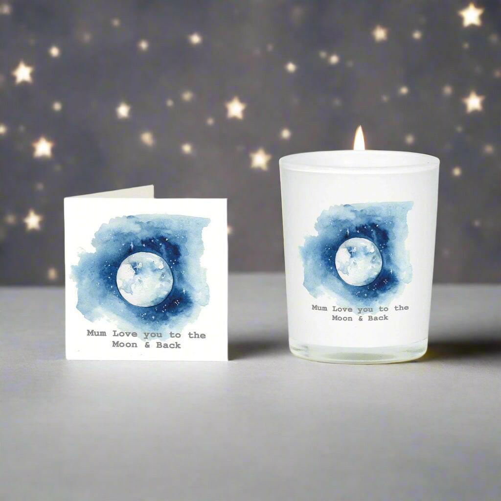 Love You To The Moon and Back - Soy Candle and Greeting Card - Gift for Mums - Crumble and Core