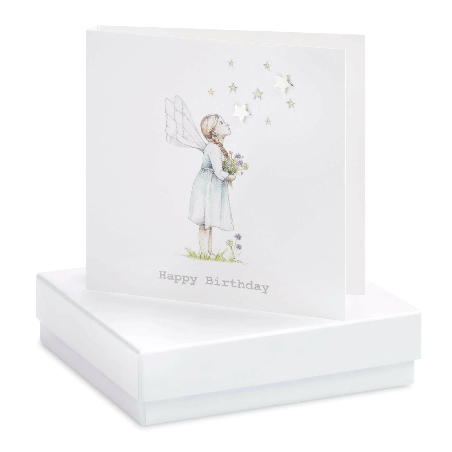 Sterling Silver Stud Earrings with Birthday Fairy Design in Gift Box - Perfect Gift for Girls - Crumble and Core