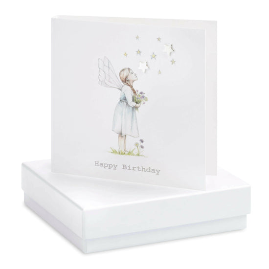 Sterling Silver Stud Earrings with Birthday Fairy Design in Gift Box - Perfect Gift for Girls - Crumble and Core
