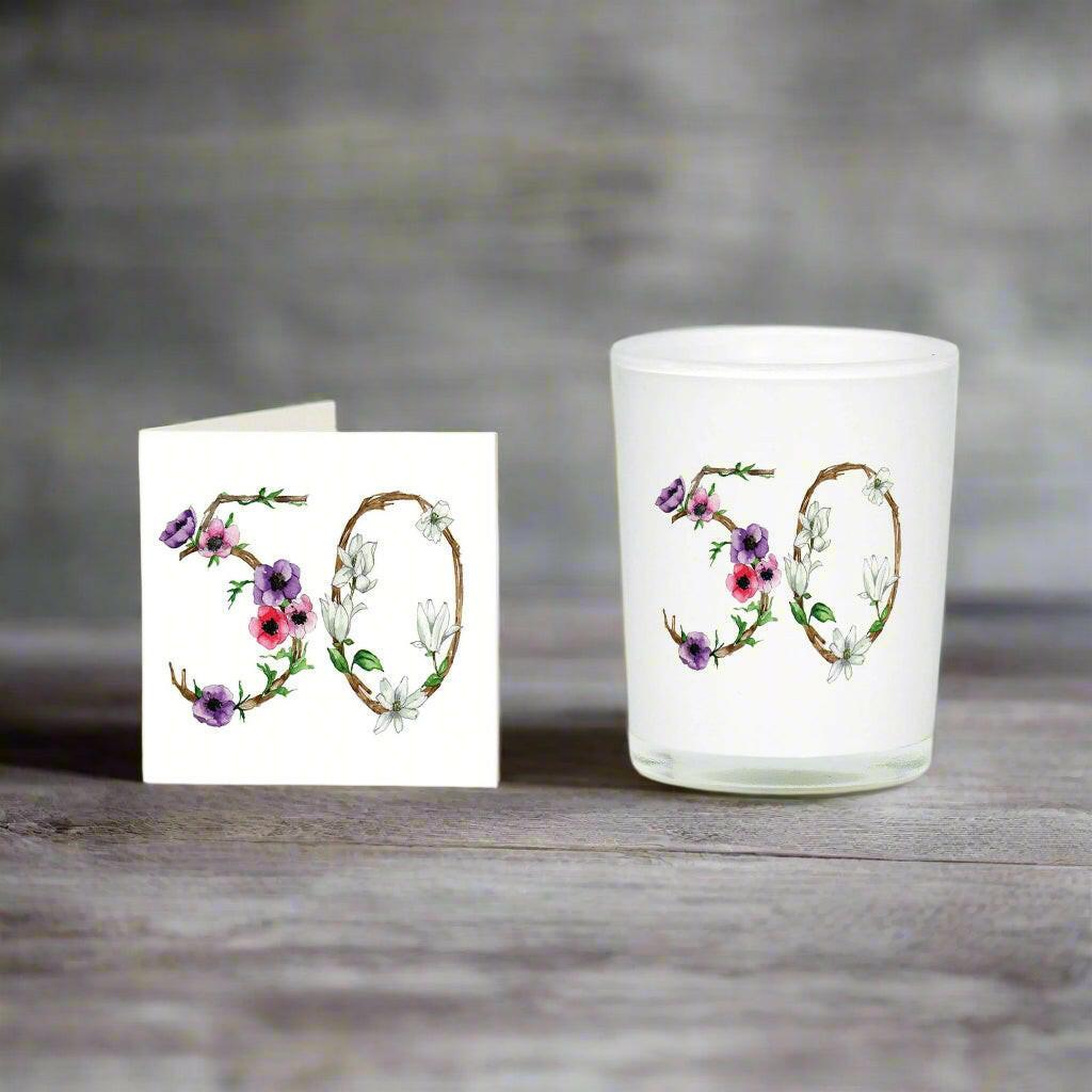 50th Birthday Card Candle Set - Perfect Gift for Her - Crumble and Core