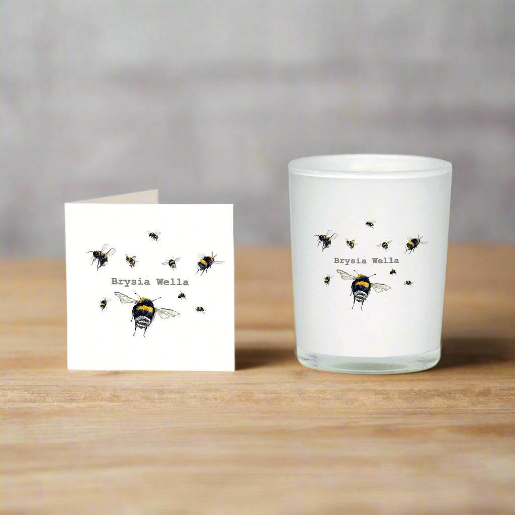 Get Well Candle and Card Gift Box - Boxed Welsh Brysia Wella Candle and Greeting Card Combo - Crumble and Core