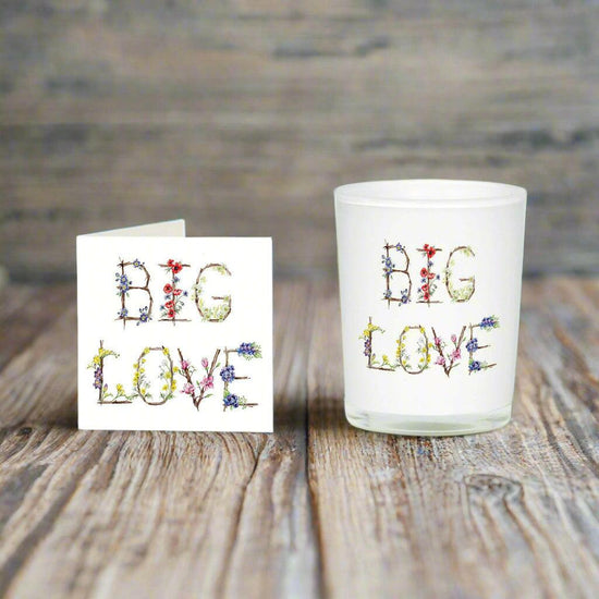 Big Love Boxed Candle and Card - Heartwarming Gift with Handcrafted Candle and Greeting Card - Crumble and Core