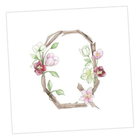 Floral Letter Alphabet Design Card Q Letter Card - Handcrafted Alphabet Design for Invitations and Gifts - Perfect Card for Names beginning with Q - All Occasions - Crumble and Core
