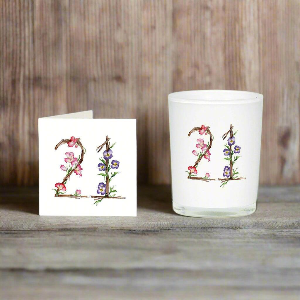 21st Birthday Gift Set Boxed Candle and Card for Any Occasion - Crumble and Core