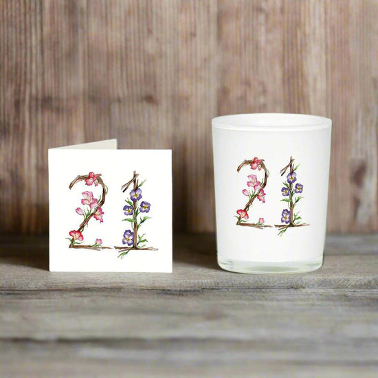 21st Birthday Gift Set Boxed Candle and Card for Any Occasion - Crumble and Core