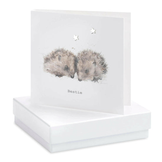 Sterling Silver Star Stud Earrings with Hedgehog Card Thoughtful Best Friend Gift - Crumble and Core