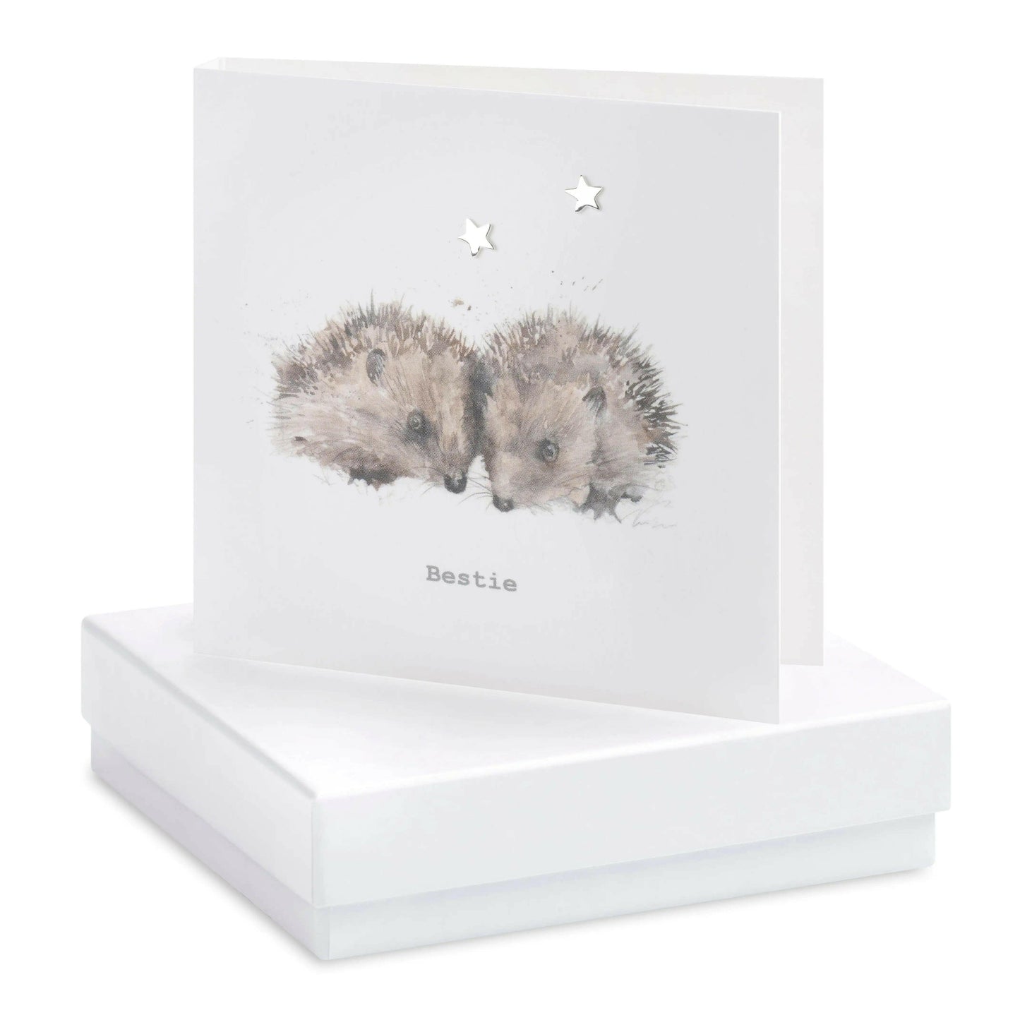 Sterling Silver Star Stud Earrings with Hedgehog Card Thoughtful Best Friend Gift - Crumble and Core