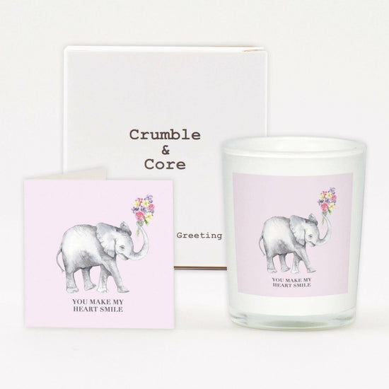 Unique Elephant Design Boxed Candle Greeting Card - Perfect Gift for Any Occasion - Crumble and Core