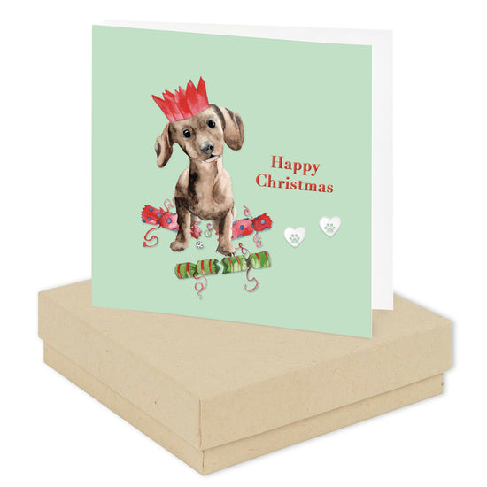 Christmas Rabbit Sterling Silver Stud Earrings - Boxed Card Included - Crumble and Core