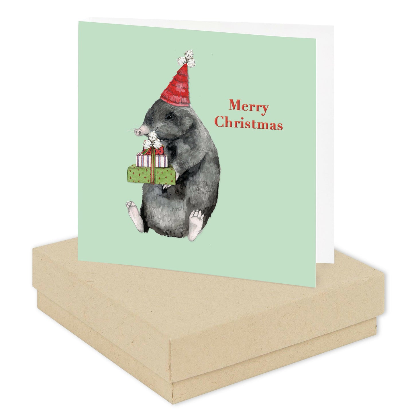 Christmas Rabbit Sterling Silver Stud Earrings - Boxed Card Included - Crumble and Core