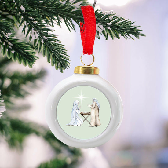 Ceramic Hanging Nativity Bauble for Christmas Decor - Handmade Christmas Decoration - Crumble and Core