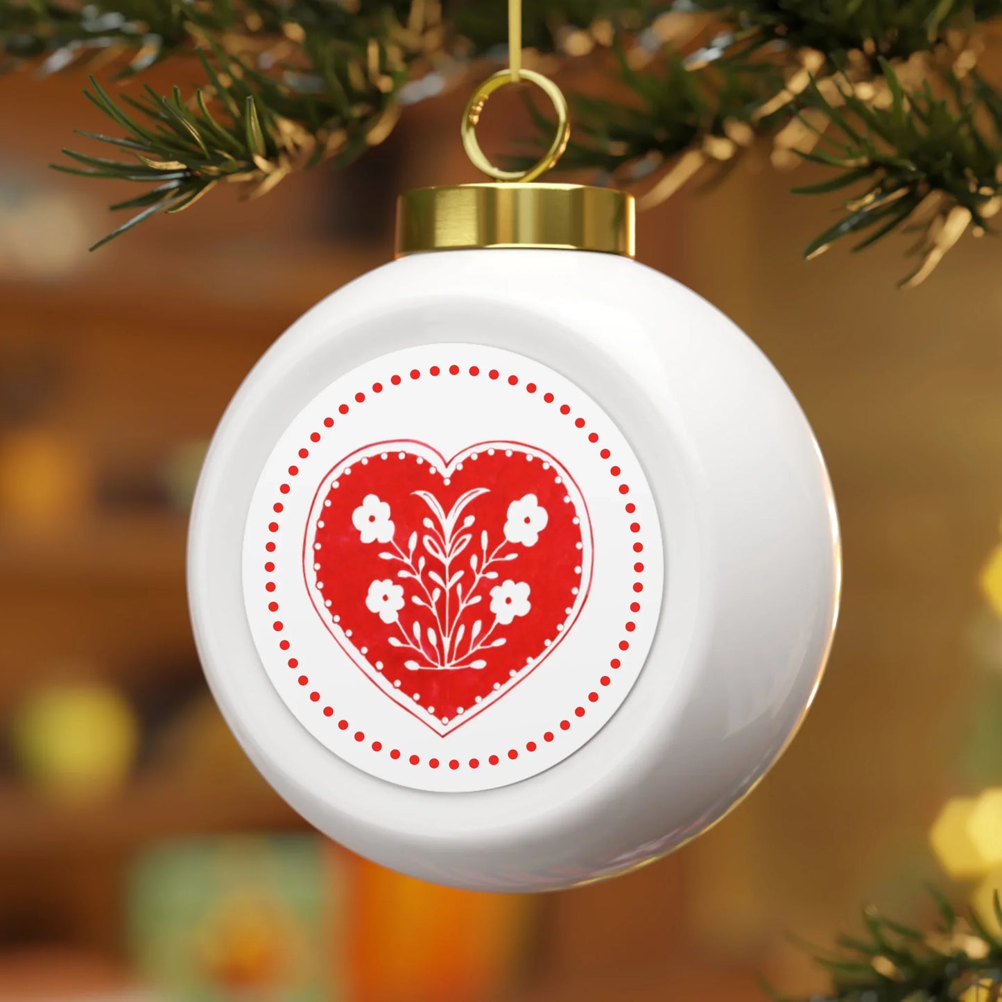 Hanging Ceramic Christmas Nordic Heart Bauble - Handmade Festive Christmas Decor - Crumble and Core