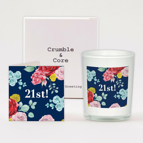 21st Birthday Gift Set Candle and Greeting Card for Milestone Birthdays - Crumble and Core