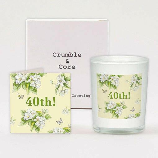 40th Birthday Candle Card Gift Set - Natural Soy Wax - Perfect for Special Occasions - Crumble and Core